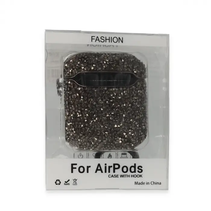 Airpods 2 (2.nesil) Mira Taşlı Kılıf - Siyah