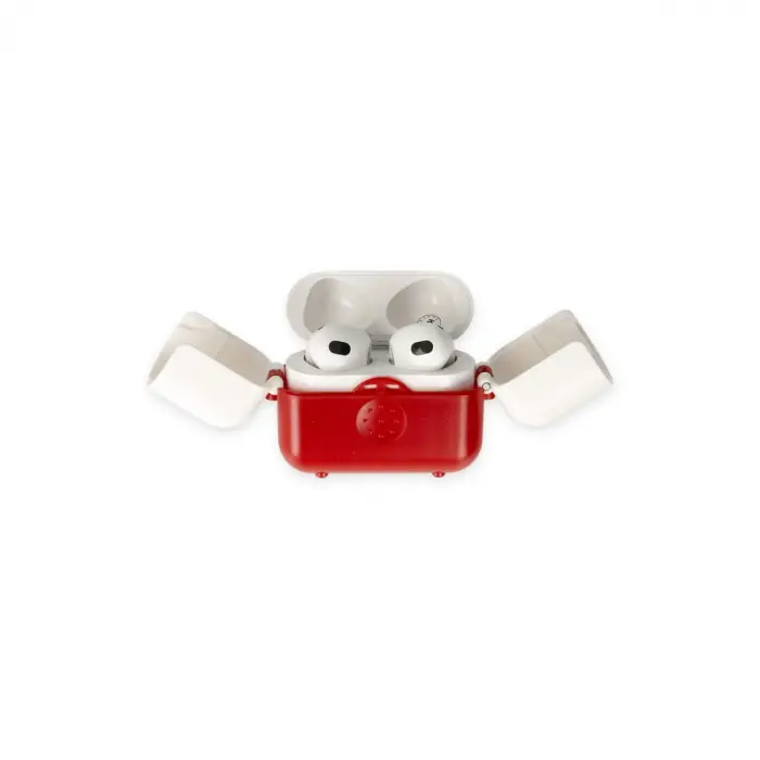Airpods 3 (3.nesil) Basmalı Kılıf - Kırmızı-beyaz
