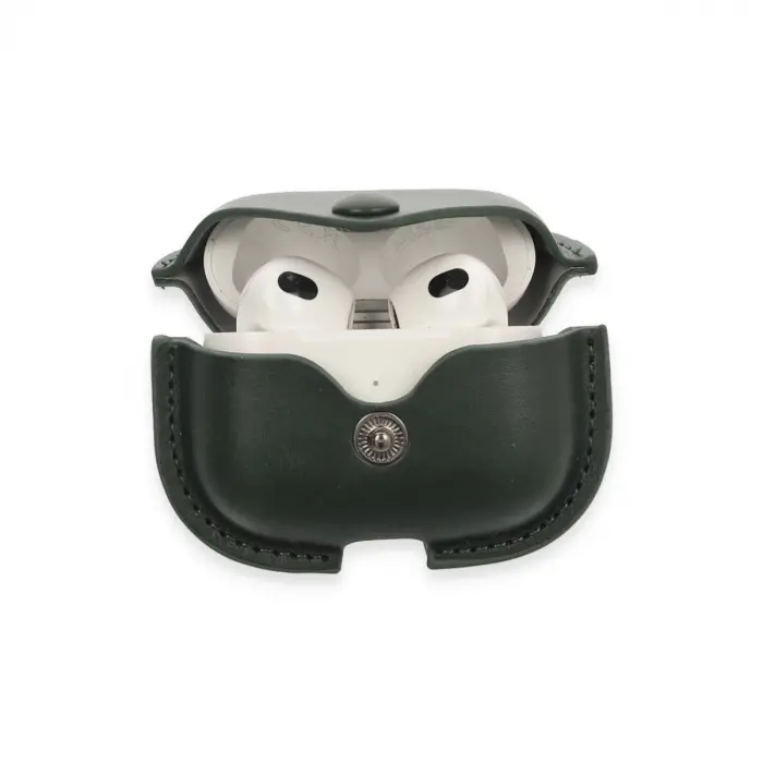 Airpods 3 (3.nesil) Çanta Deri Kılıf - Haki Yeşil