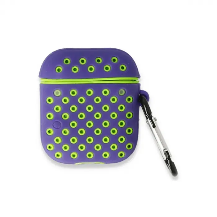 Airpods 3 (3.nesil) Spor Delikli Kılıf - Lila-yeşil