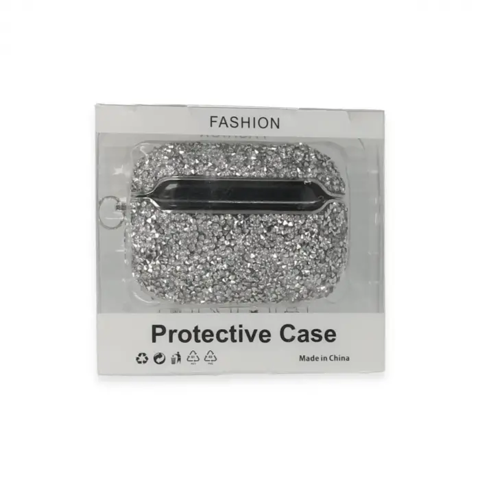 Airpods Pro (1.nesil) Mira Taşlı Kılıf - Gümüş