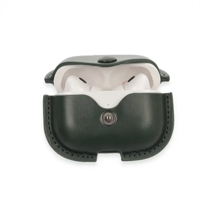 Airpods Pro 2 (2.nesil) Çanta Deri Kılıf - Haki Yeşil