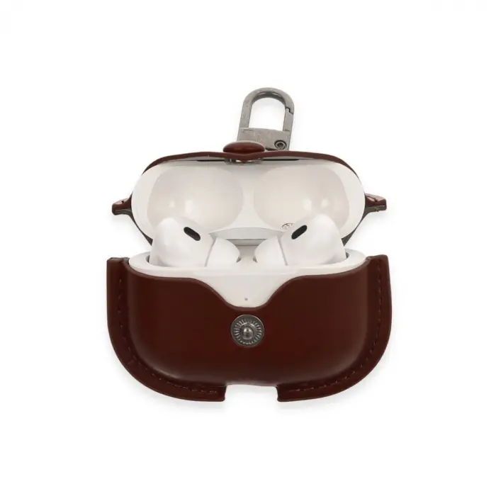 Airpods Pro 2 (2.nesil) Çanta Deri Kılıf - Kahverengi