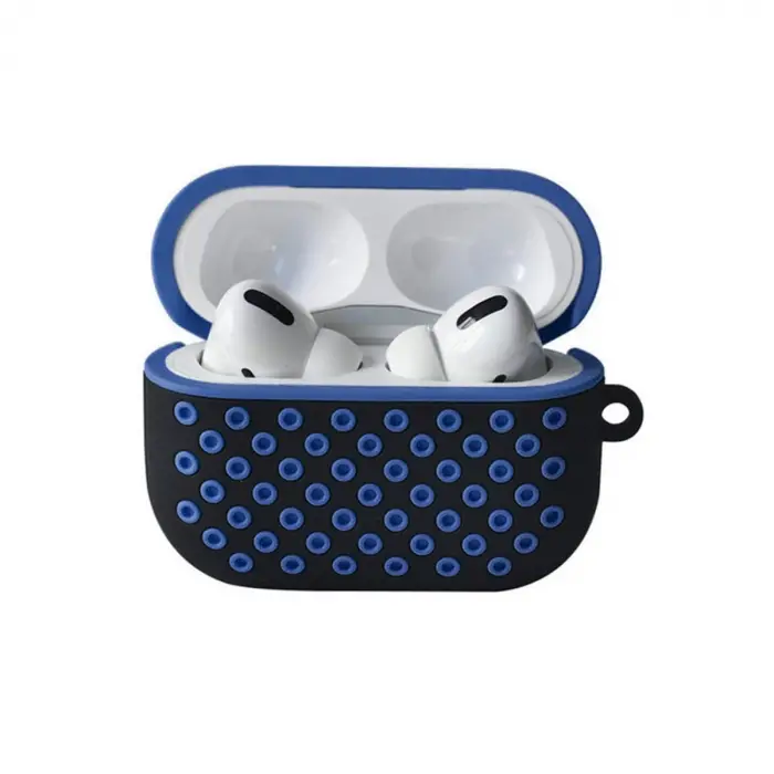 Airpods Pro 2 (2.nesil) Spor Delikli Kılıf - Siyah-mavi