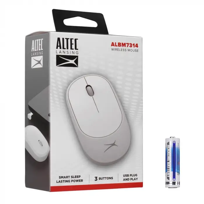 Altec Lansing ALBM7314 Beyaz 2.4GHz USB 1200DPI Alkalin Pilli Kablosuz Mouse (KDO)