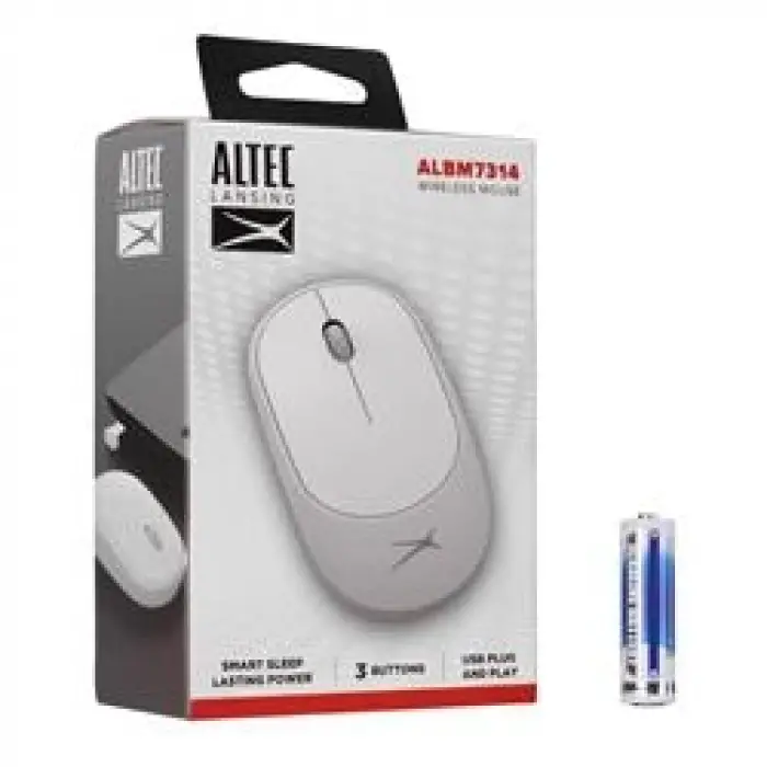 Altec Lansing ALBM7314 Beyaz 2.4GHz USB 1200DPI Alkalin Pilli Kablosuz Mouse (KDO)