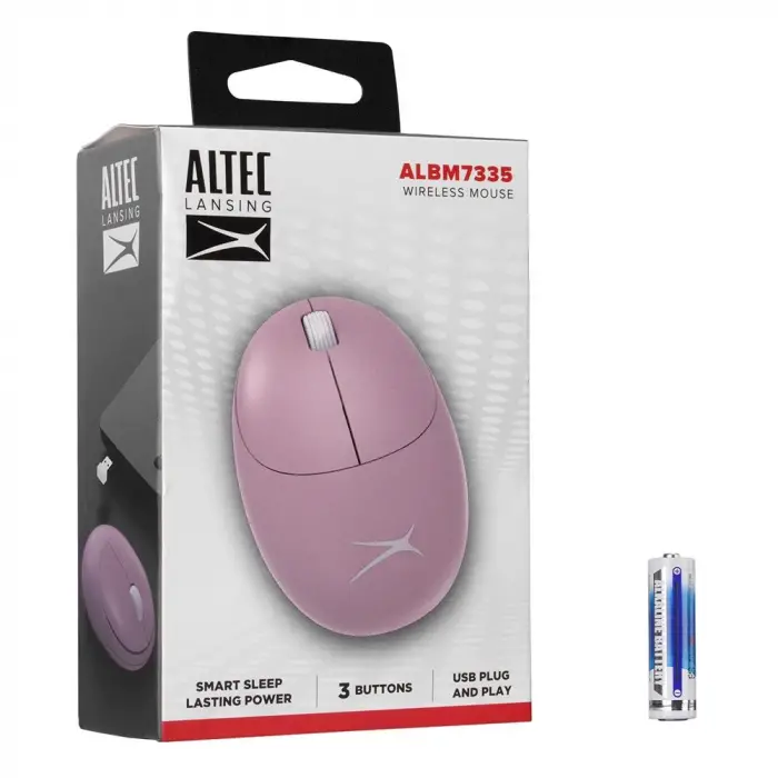 Altec Lansing ALBM7335 Pembe 2.4GHz USB 1200DPI Alkalin Pilli Kablosuz Mouse (KDO)