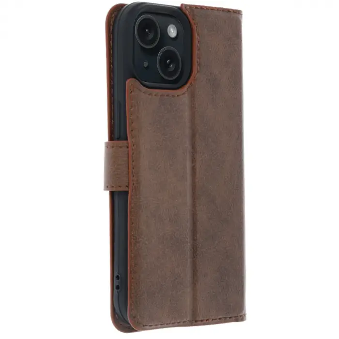 Apple İphone 15 Trend S Plus Kapaklı Kılıf - Taba