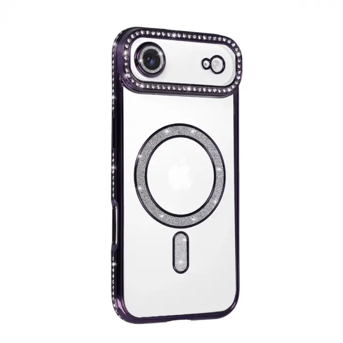 Apple İphone 17 Air Joke Simli Magneticsafe Kılıf - Derin Mor