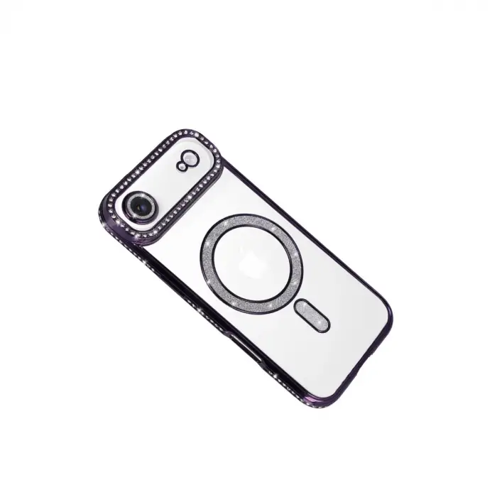 Apple İphone 17 Air Joke Simli Magneticsafe Kılıf - Derin Mor