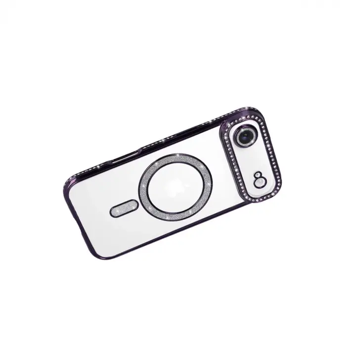 Apple İphone 17 Air Joke Simli Magneticsafe Kılıf - Derin Mor