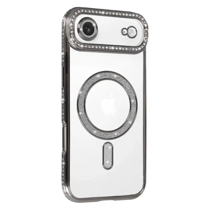 Apple İphone 17 Air Joke Simli Magneticsafe Kılıf - Gümüş