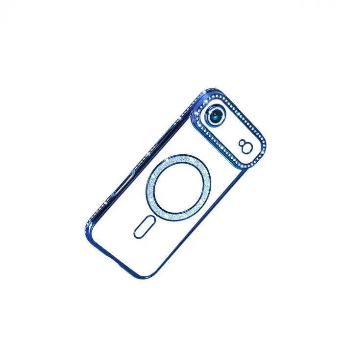 Apple İphone 17 Air Joke Simli Magneticsafe Kılıf - Mavi