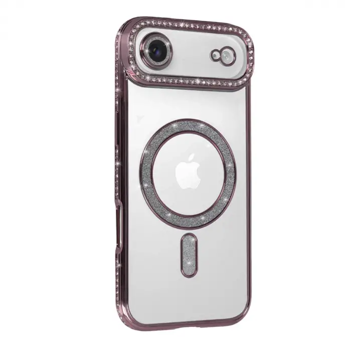 Apple İphone 17 Air Joke Simli Magneticsafe Kılıf - Pembe