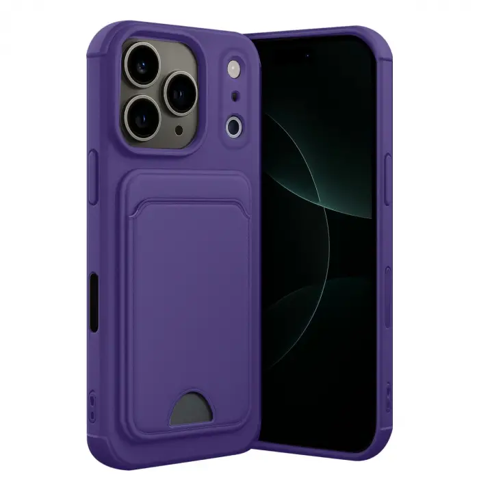 Apple İphone 17 Pro Kelvin Kartvizitli Silikon - Derin Mor