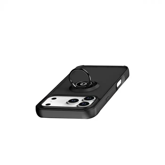 Apple İphone 17 Pro Montreal Yüzüklü Silikon Kapak - Siyah