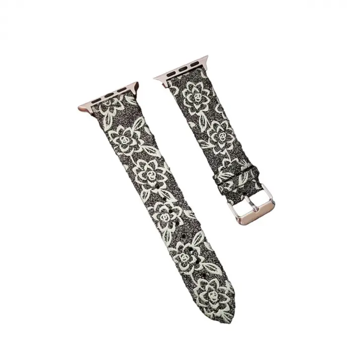 Apple Watch 38mm Creeper Desenli Kordon - Siyah