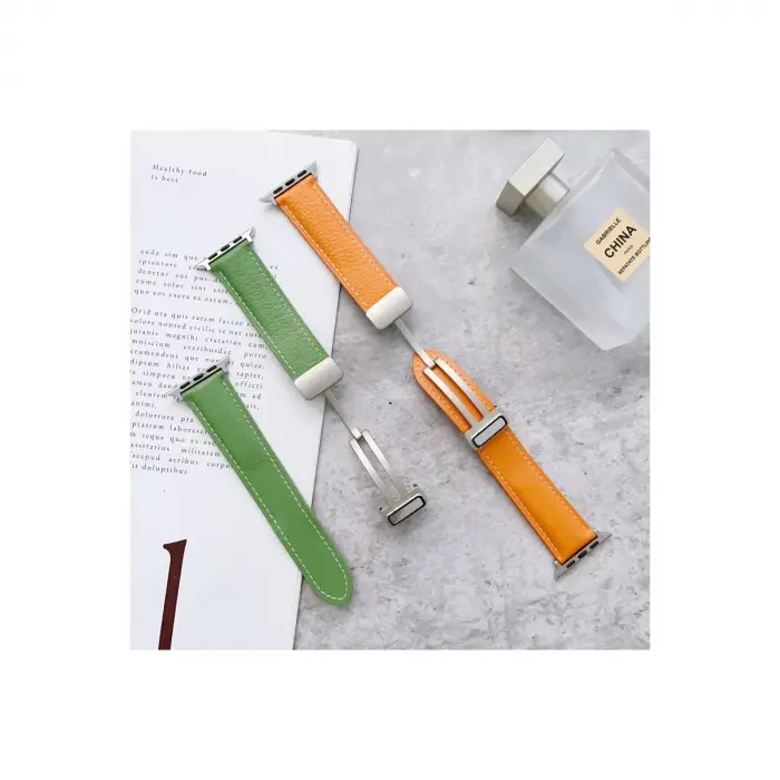 Apple Watch 38mm Kr414 Daks Deri Kordon - Lacivert