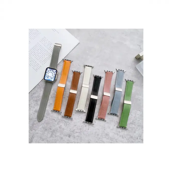 Apple Watch 38mm Kr414 Daks Deri Kordon - Pembe