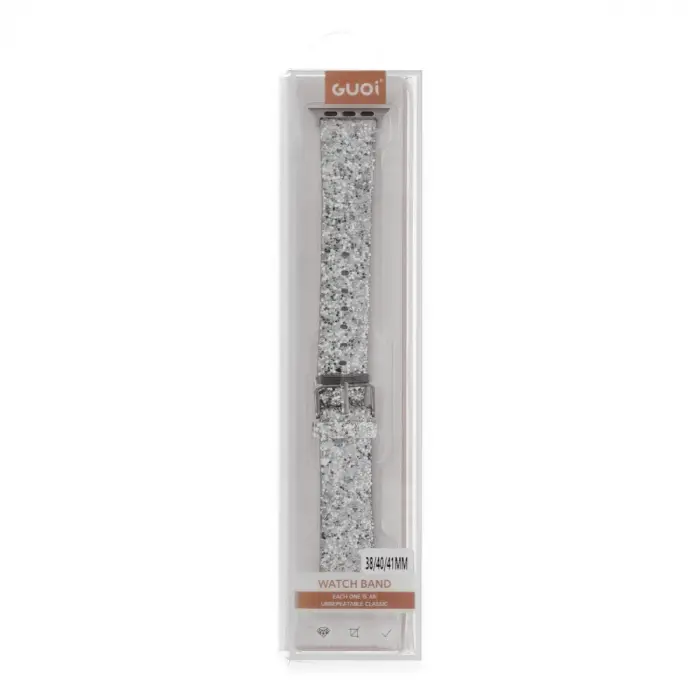 Apple Watch 38mm Ry Taşlı Kordon - Gümüş