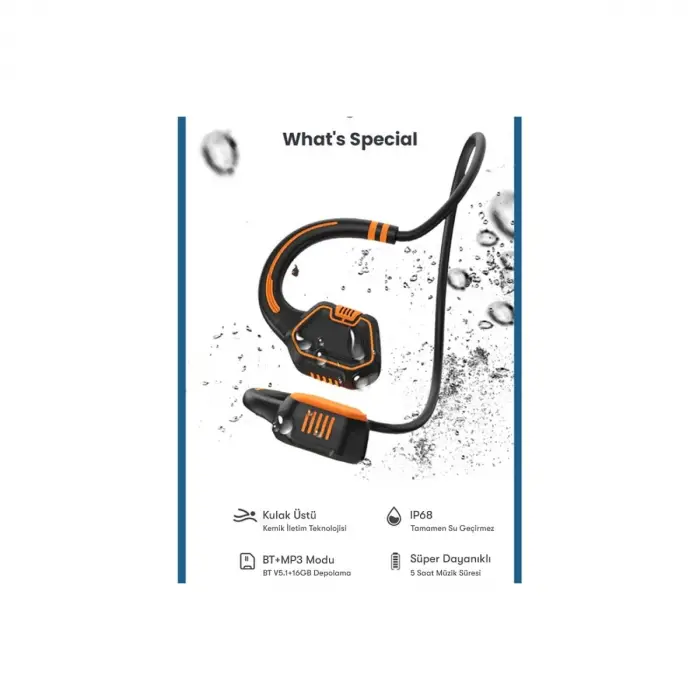 As9 Suya Dayanıklı Bluetooth Kulaklık - Siyah