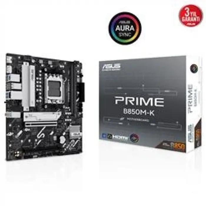 Asus Prime B850M-K AM5 DDR5 Ses GLAN DP-HDMI SATA3 USB3.2 mATX Anakart (KDO)