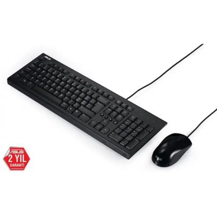 Asus U2000 Q Türkçe 1000DPI USB Siyah Kablolu Klavye Mouse Set - U2000-KBM-TR-Q (KDO)