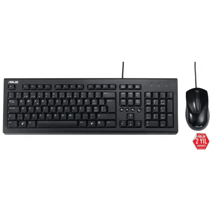 Asus U2000 Q Türkçe 1000DPI USB Siyah Kablolu Klavye Mouse Set - U2000-KBM-TR-Q (KDO)