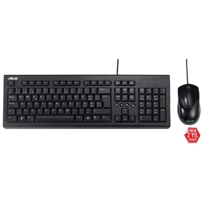 Asus U2000 Q Türkçe 1000DPI USB Siyah Kablolu Klavye Mouse Set - U2000-KBM-TR-Q (KDO)