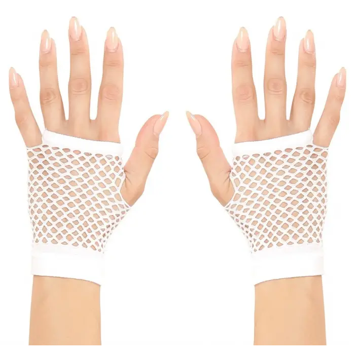 Beyaz Renk Kısa Boy Fileli Örgü Eldiven