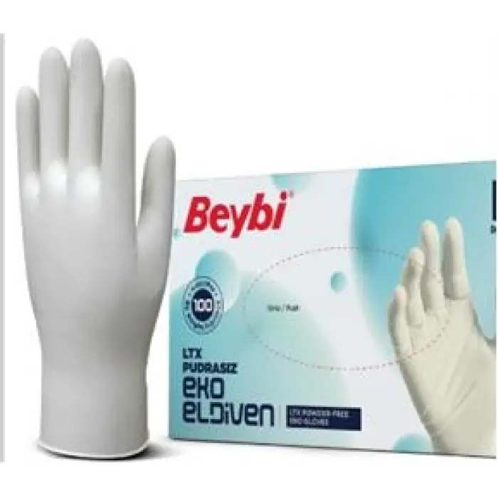 Beybi Lateks Pudrasız Eko (L) Large Beden Muayene Eldiven 100lü Paket