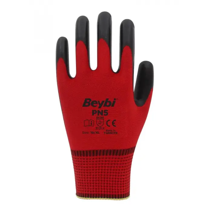 Beybi Nitril PMK PN5 Kırmzı Siyah 10 Beden 12li Paket