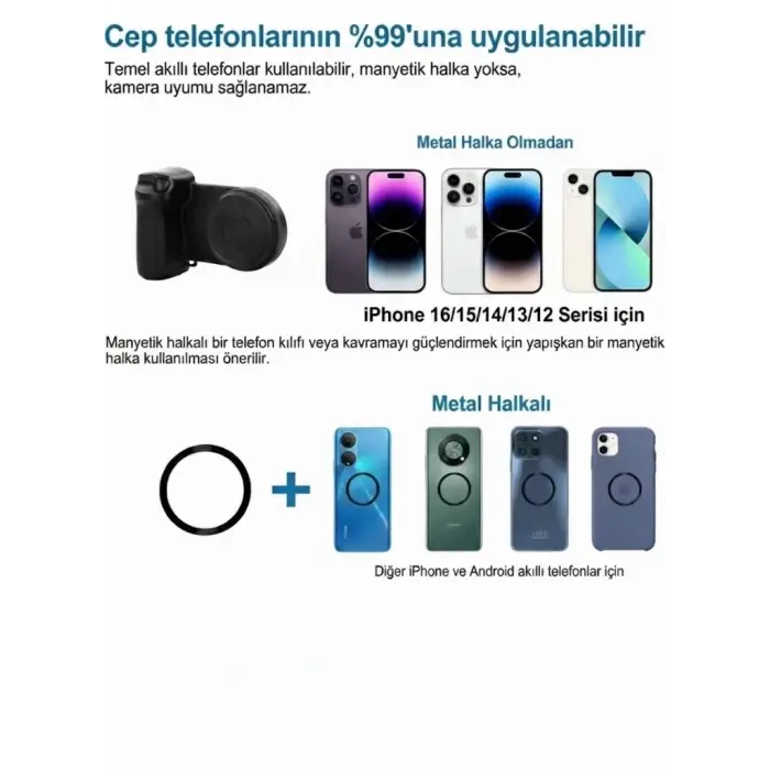 Bluetooth Manyetik Telefon Yapıştırma Kavrama Halka Dolgu Işığı İle Magsafe Selfie Klips