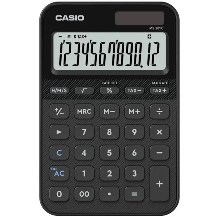Casio MS-20YC-BK 12 Hane Siyah Masa Üstü Hesap Makinesi