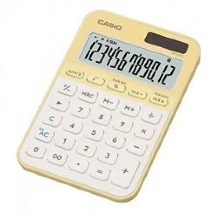 Casio MS-20YC-LY 12 Hane Pastel  Sarı Krem Masa Üstü Hesap Makinesi