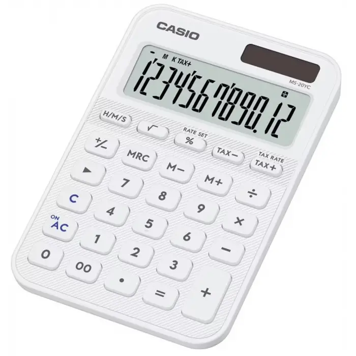 Casio MS-20YC-WE 12 Hane Beyaz Masa Üstü Hesap Makinesi