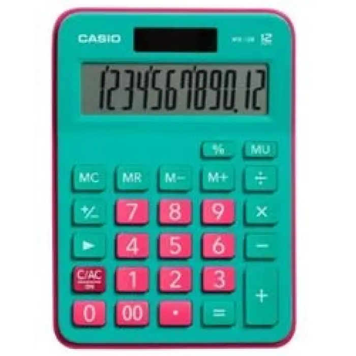 Casio MX-12B-GNRD Yeşil+Pembe 12 Hane Masa Üstü Hesap Makinesi
