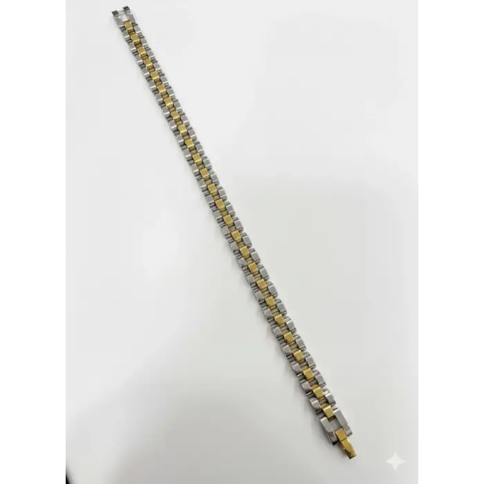 Rodyum-  Çelik  Erkek Çelik Bileklik Boy 21.5 Cm / En 0.8 Cm  - Ebl0058