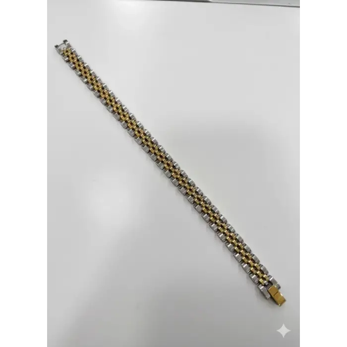 Rodyum Çelik  Erkek Çelik Bileklik Boy 21.5 Cm / En 1.0 Mm  - Ebl0051