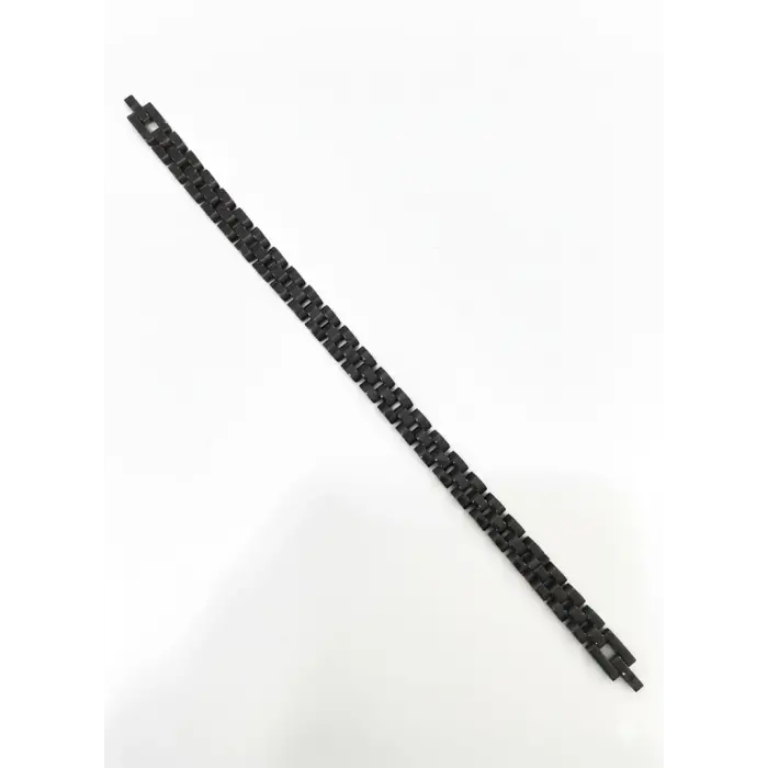 Siyah Çelik  Erkek Çelik Bileklik Boy 21.5 Cm / En 0.8 Mm  - Ebl0076