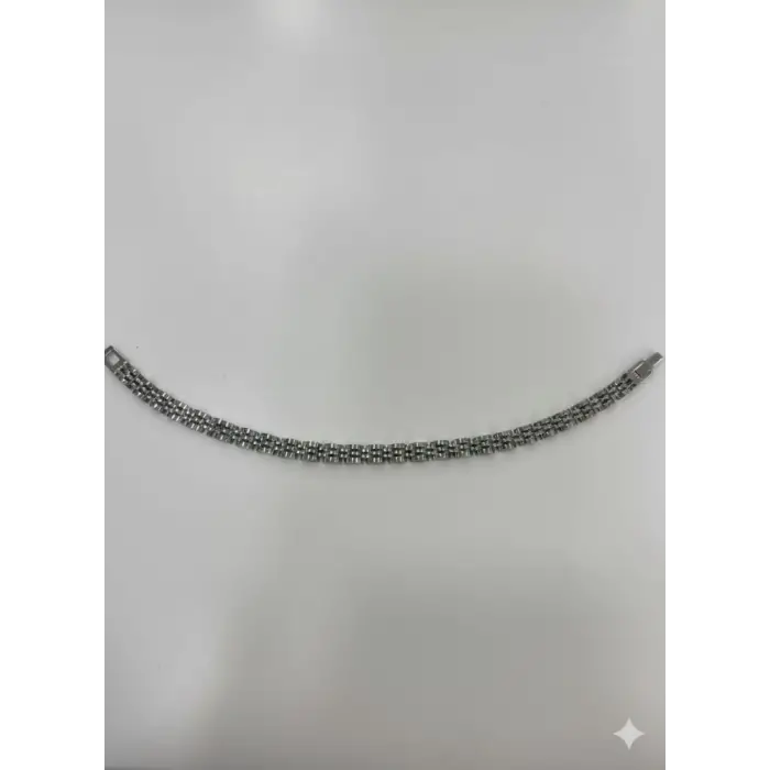 Rodyum Çelik  Erkek Çelik Bileklik Boy 21.5 Cm / En 0.6 Mm  - Ebl0043