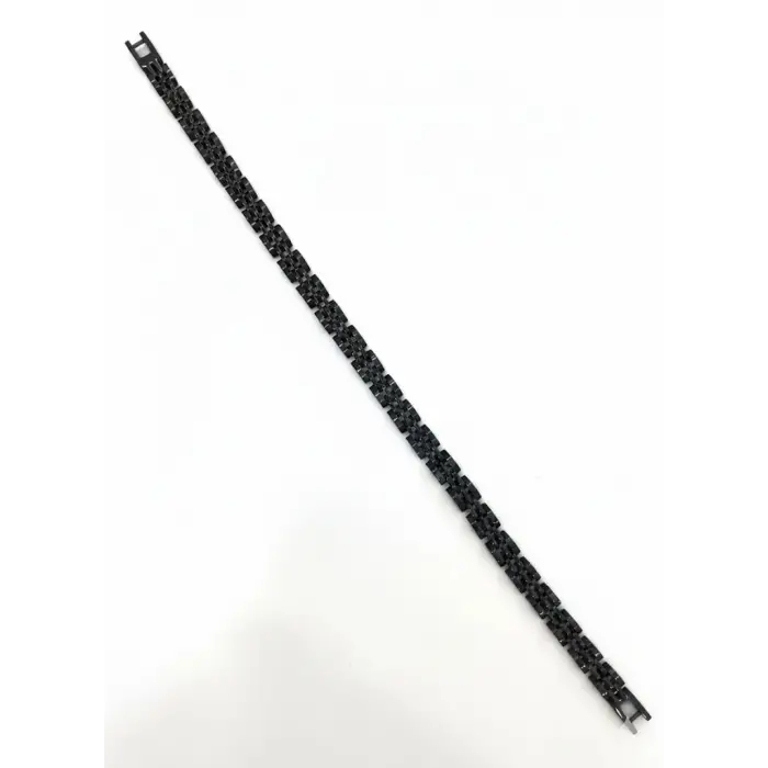Siyah Çelik  Erkek Çelik Bileklik Boy 21.5 Cm / En 0.6 Mm  - Ebl0077