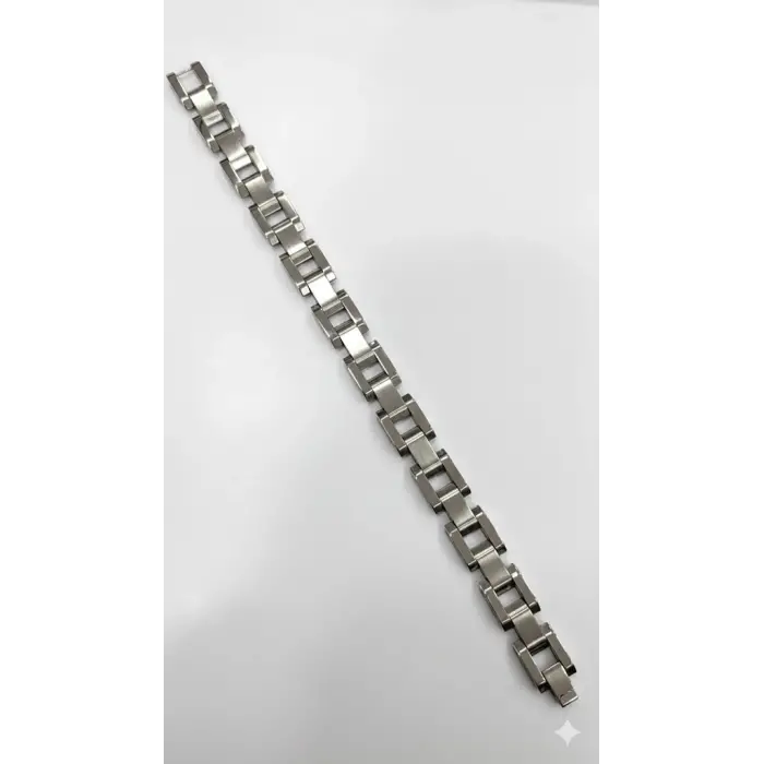 Rodyum Çelik  Erkek Çelik Bileklik Boy 21.5 Cm / En 1.2 Cm  - Ebl0055