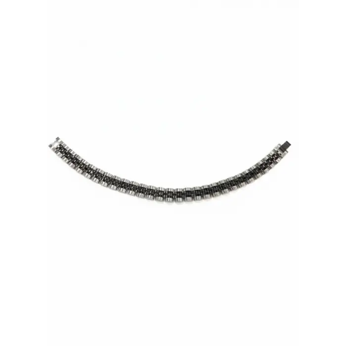Rodyum-siyah Çelik  Erkek Çelik Bileklik Boy 21.5 Cm / En 1.0 Cm  - Ebl0046