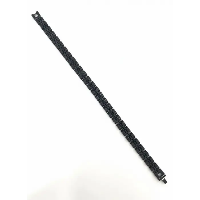 Siyah Çelik  Erkek Çelik Bileklik Boy 21.5 Cm / En 0.8 Mm  - Ebl0069