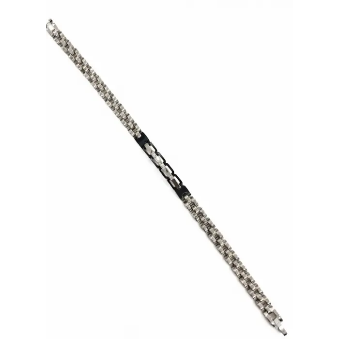 Rodyum-siyah Çelik  Erkek Çelik Bileklik Boy 21.5 Cm / En 0.6 Mm - Ebl0075