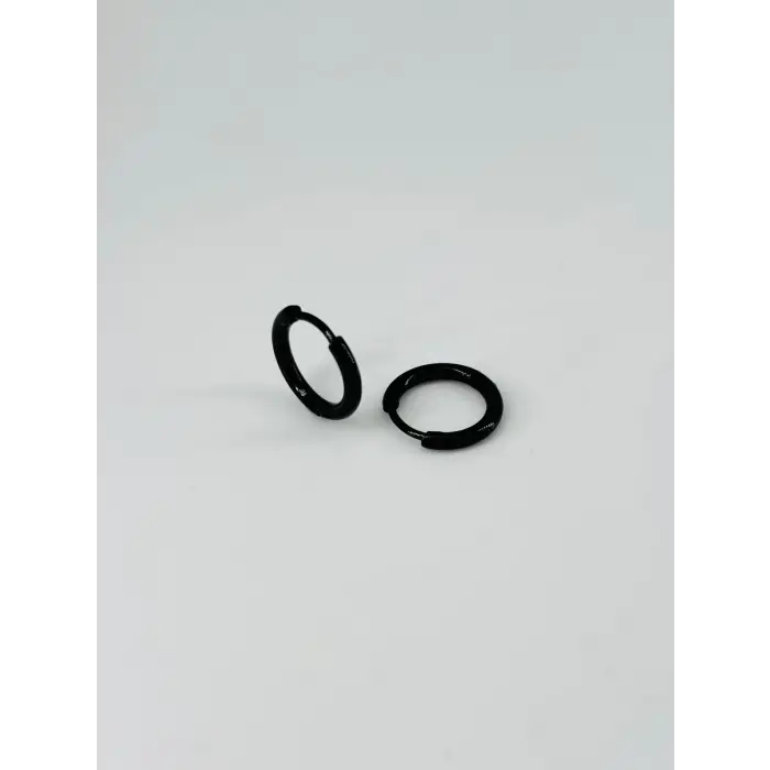 Siyah Çelik Erkek Küpe Çap (9 Mm) Kalınlık (2 Mm) - Ekp0034