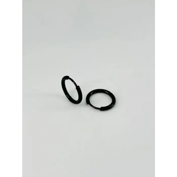 Siyah  Çelik Erkek Küpe Çap (12 Mm) Kalınlık (2 Mm) - Ekp0033