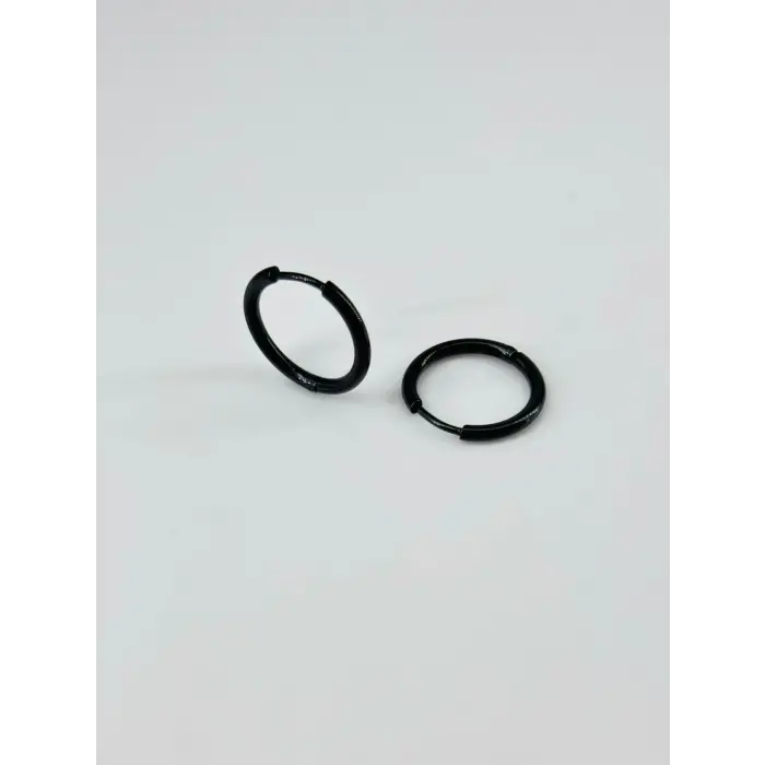 Siyah   Çelik Erkek Küpe Çap (14 Mm) Kalınlık (2 Mm) - Ekp0004
