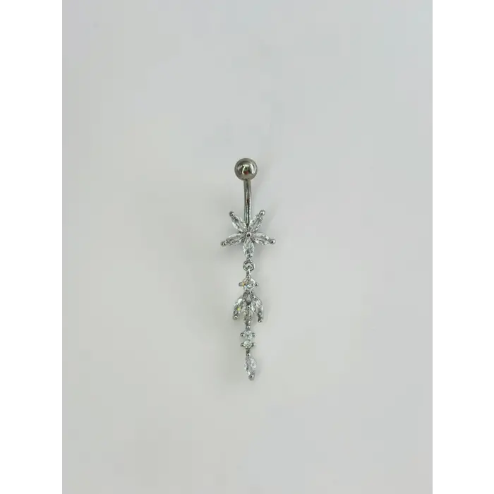 Çiçek Detaylı Sallantılı Göbek Piercing - Pg0106